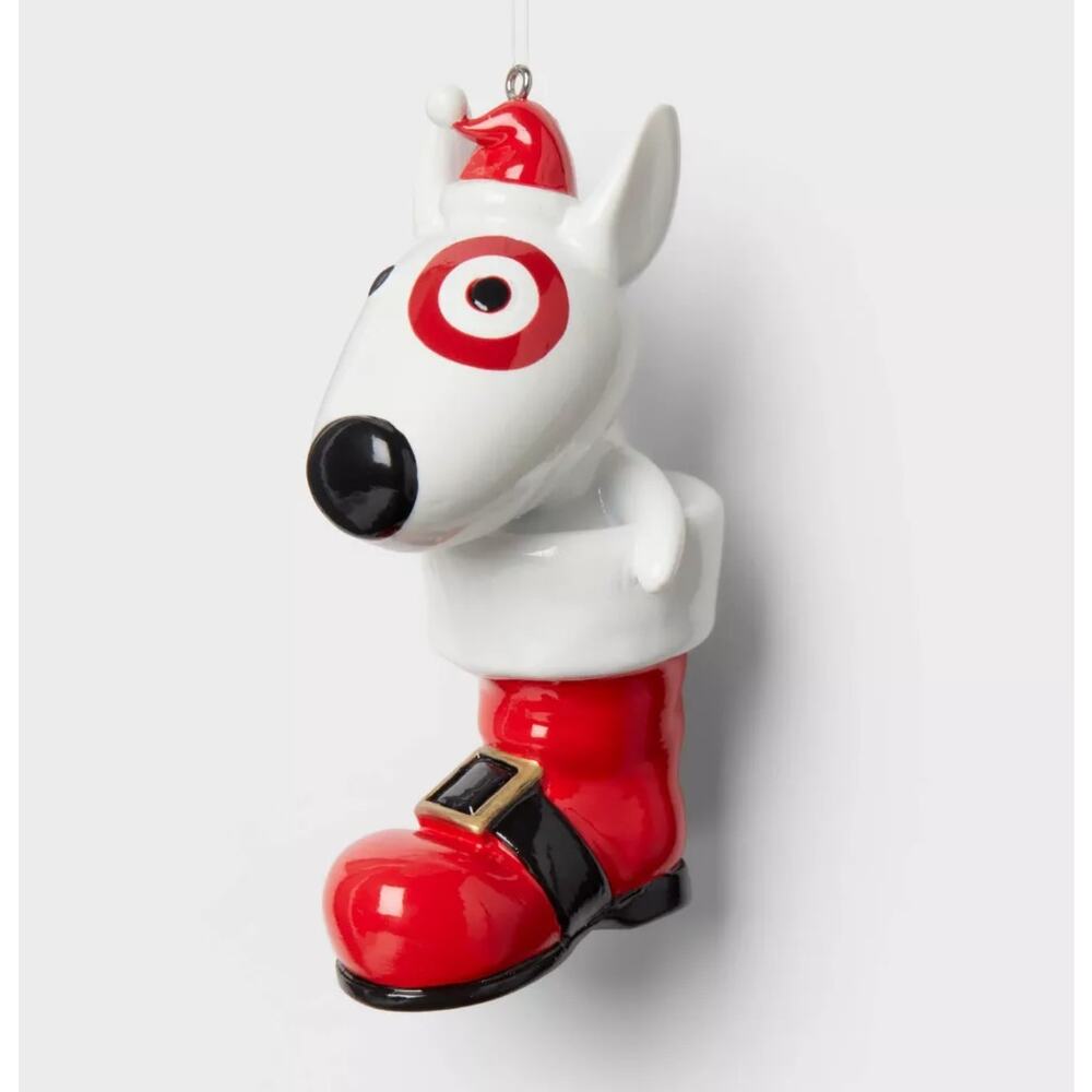 2024 Target Bullseye Bull Terrier Santa Boot Christmas Tree Ornament Wondershop